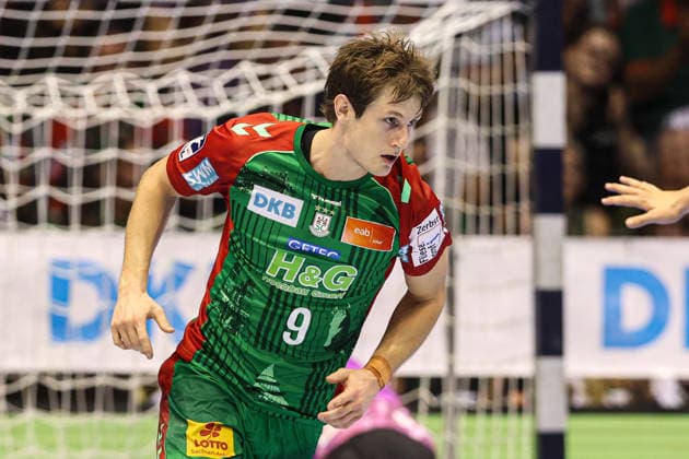 Oskar Vind Rasmussen, SC Magdeburg, 9th Handball Bundesliga Season 2026–2027: SC Magdeburg vs. HC Erlangen at the GETEC Arena in Magdeburg; single frame, action, handball, Germany, October 4, 2026