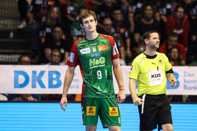 Oskar Vind Rasmussen, SC Magdeburg, 9th Handball Bundesliga Season 2026–2027: SC Magdeburg vs. HC Erlangen at the GETEC Arena in Magdeburg; Action, Handball, Germany, October 4, 2026
