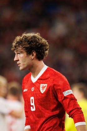 RECORD DATE NOT STATED 4th October 2026; Cardiff City Stadium, Cardiff, Wales; UEFA Nations League Football, Wales versus Denmark; Lewis Koumas of Wales AmandaxMcMaster