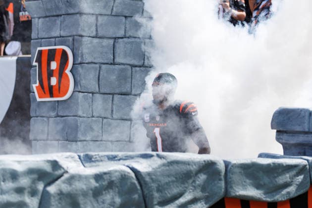 Oct 4, 2026; Cincinnati, OH, USA; Cincinnati Bengals wide receiver Ja Marr Chase (1) during player introductions prior to NFL, American Football Herren, USA game action against the Jacksonville Jaguars at Paycor Stadium. Mandatory Credit: -Cal Media - ZUMAc04_ 20261004_zma_c04_486 Copyright: xJohnxMersitsx