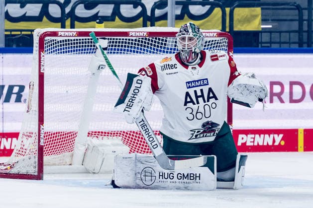 Tobias Ancicka, Goaltender, Augsburger Panther, 45 GER, EHC Red Bull Munich vs. Augsburger Panther, DEL, 2026–2027 Season, Matchday 6, October 4, 2026. Photo: HMB Media, Heike Feiner Copyright: HMBxMedia HeikexFeiner