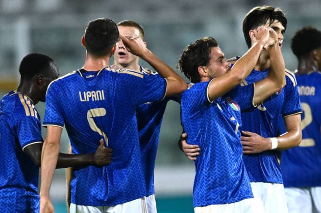 As Pescara 05 10 2026 - qualificazione Europeo 2027 U21, U 21 Italia-Polonia foto Antonello Sammarco Image nella foto: esultanza gol Luigi Cherubini