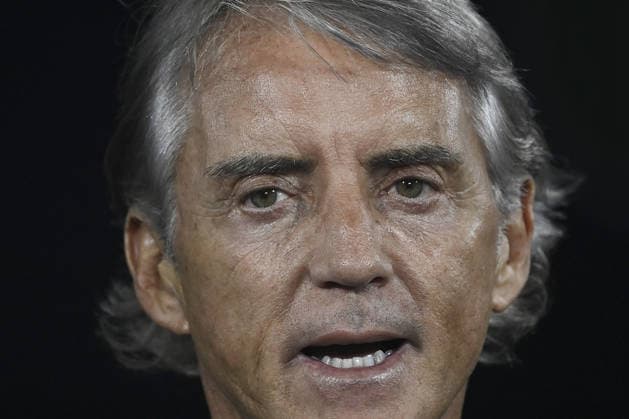 Italy v Turkiye - UEFA Nations League ?????? BOLOGNA, ITALY, OCTOBER 05: Roberto Mancini, head coach of Italy, sings the national anthem before the start of the UEFA Nations League Group A1 League phase football match between Italy and Turkiye at the Renato Dall’Ara stadium in Bologna, Italy, on October 05, 2026. Isabella Bonotto Anadolu Bologna Italy. Editorial use only. Please get in touch for any other usage. Copyright: x2026xAnadoluxIsabellaxBonottox