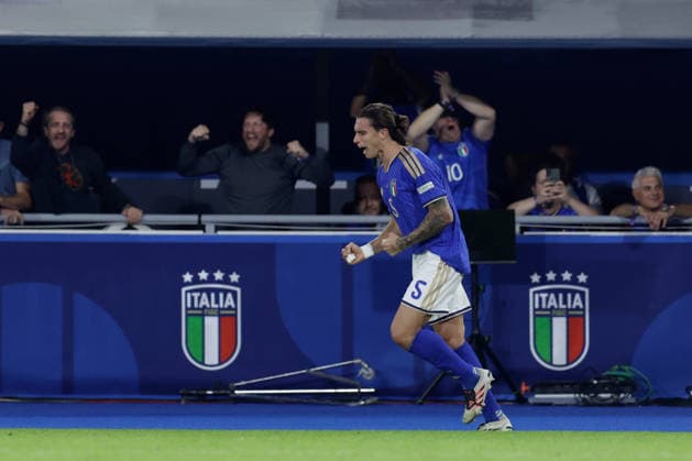UEFA Nations League football match Italy vs Turkey Riccardo Calafiori of Italy celebrates after scoring a goal of 2-1 UEFA Nations League football match (League A, Group A1) between Italy vs Turkey at the Renato Dall Ara stadium in Bologna on October 05, 2026. _BPH4507 Copyright: xAntonioxBalascox