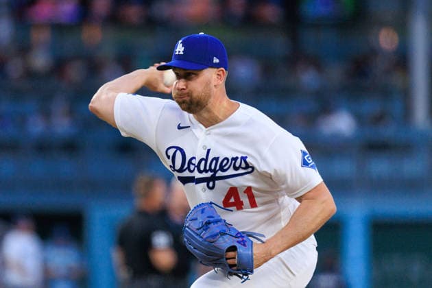 October 4, 2026, Los Angeles, California, USA: Relief pitcher, Brock Stewart 41 of the Los Angeles Dodgers during NLDS Game 2 against the Atlanta Braves on Sunday October 4, 2026 at Dodger Stadium in Los Angeles, California. Dodgers lose to Braves, 2-3. JAVIER ROJAS PI Dodgers Vs. Braves NLDS - Game 2 - ZUMAp124 20261004_zaa_p124_094 Copyright: xJavierxRojasx