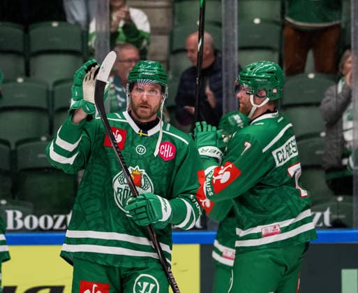 October 6, 2026: Linus Sandin of Rögle celebrates after the CHL game between Rögle and Davos on October 6, 2026 in Ängelholm. Photo by Niclas Jönsson, BILDBYRAN COP 273 NO0449. ice hockey, CHL, Champions Hockey League, Rögle, Davos, Rögle BBENG, cheering, celebrates Copyright: NICLASxJÖNSSON BB261006NO069