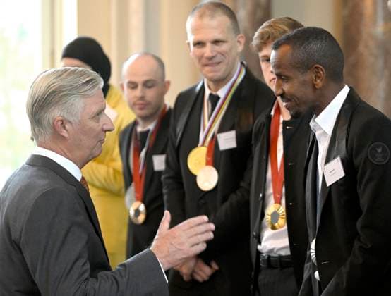 King Philippe and Queen Mathilde receive the Belgian athletes of 2024 BRUSSELS, BELGIUM - NOVEMBER 07 : Bashir Abdi pictured. King Philippe and Queen Mathilde receive the Belgian athletes who have particularly distinguished themselves in 2024 (Paris Olympic and Paralympic Games, European or world championship in an Olympic or Paralympic discipline) on November 7, 2024 in Brussels, Belgium, 07 11 2024 Brussels Belgium  Copyright: xDidierxLebrunx