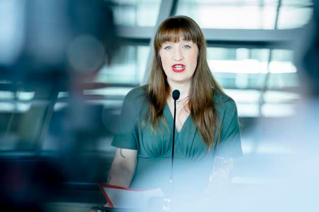 Press statement, Bundestag, parliamentary group, Die Linke press statement, Bundestag, Die Linke, parliamentary group leader, Heidi Reichinnek Berlin Berlin GER