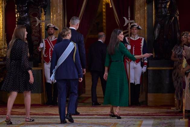 October 12, 2025, Madrid, Madrid, Spain: KING FELIPE VI of Spain and QUEEN LETIZIA of Spain CROWN PRINCESS LEONOR of Spain and PRINCESS SOFIA of Spain attend a reception during the National Day at the Royal Palace Madrid Spain - ZUMAc260 20251012_zep_c260_005 Copyright: xMikexChicorrox