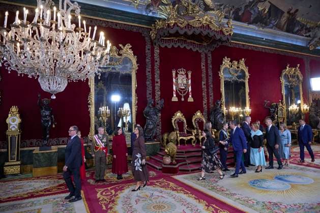 October 12, 2025, Madrid, Madrid, Spain: KING FELIPE VI of Spain and QUEEN LETIZIA of Spain CROWN PRINCESS LEONOR of Spain and PRINCESS SOFIA of Spain attend a reception during the National Day at the Royal Palace Madrid Spain - ZUMAc260 20251012_zep_c260_010 Copyright: xMikexChicorrox