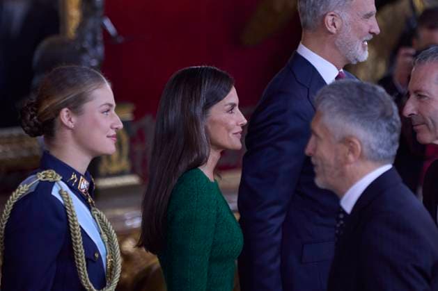 October 12, 2025, Madrid, Madrid, Spain: KING FELIPE VI of Spain and QUEEN LETIZIA of Spain CROWN PRINCESS LEONOR of Spain and PRINCESS SOFIA of Spain attend a reception during the National Day at the Royal Palace Madrid Spain - ZUMAc260 20251012_zep_c260_020 Copyright: xMikexChicorrox