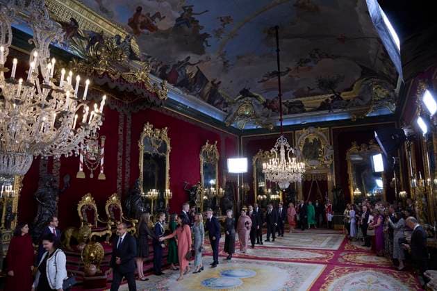 October 12, 2025, Madrid, Madrid, Spain: KING FELIPE VI of Spain and QUEEN LETIZIA of Spain CROWN PRINCESS LEONOR of Spain and PRINCESS SOFIA of Spain attend a reception during the National Day at the Royal Palace Madrid Spain - ZUMAc260 20251012_zep_c260_029 Copyright: xMikexChicorrox