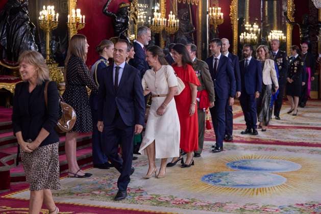 October 12, 2025, Madrid, Madrid, Spain: KING FELIPE VI of Spain and QUEEN LETIZIA of Spain CROWN PRINCESS LEONOR of Spain and PRINCESS SOFIA of Spain attend a reception during the National Day at the Royal Palace Madrid Spain - ZUMAc260 20251012_zep_c260_039 Copyright: xMikexChicorrox