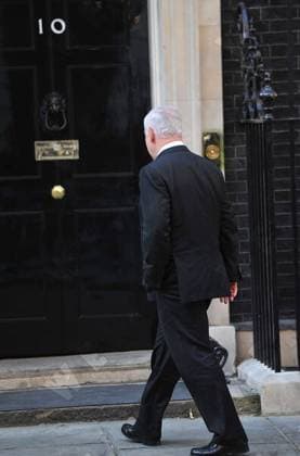Israeli Prime Minister Benjamin Netanyahu walking to the door at 10 Downing Street Israeli Prime Minister Benjamin Netanyahu arrives for a dinner with Prime Minister David Cameron at 10 Downing Street London, England - 04.05.11, London, United Kingdom WENN 5648478