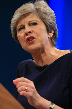British Conservative Party Annual Conference 2017 MANCHESTER, UNITED KINGDOM - OCTOBER 04: British Prime Minister and leader of the Conservative Party Theresa May MP speaks during her keynote speech on the final day of the annual Conservative Party Conference in Manchester, north west England on October 04, 2017. Manchester Ingiltere. Editorial use only. Please get in touch for any other usage.  Copyright: x2025xAnadoluxLindseyxParnabyx