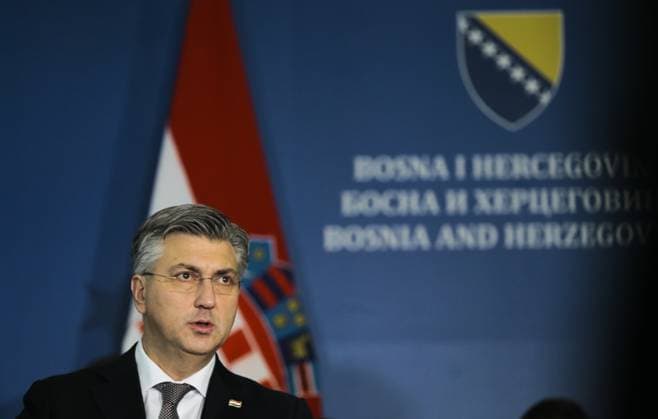 Prime Minister of Croatia Andrej Plenkovic in Sarajevo SARAJEVO, BOSNIA AND HERZEGOVINA - DECEMBER 13: Prime Minister of Croatia Andrej Plenkovic holds a press conference in Sarajevo, Bosnia and Herzegovina on December 13, 2021. Saraybosna Bosna Hersek. Editorial use only. Please get in touch for any other usage. Copyright: x2025xAnadoluxSamırxJordamovıcx