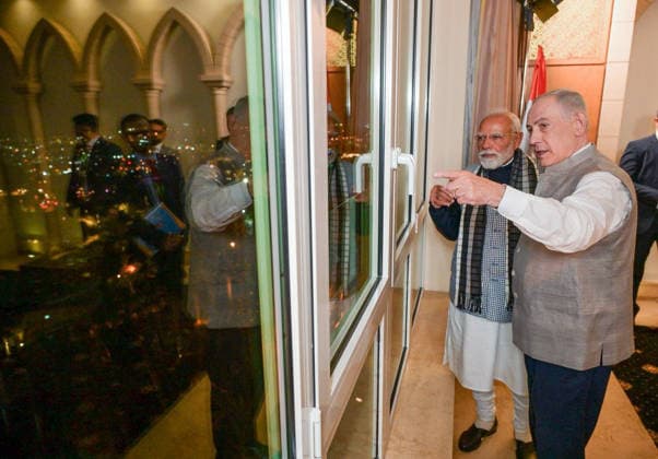 RECORD DATE NOT STATED Israeli Prime Minister Benjamin Netanyahu hosts Prime Minister Narendra Modi for dinner wearing Indian clothing Jerusalem Israel , Feb 26 (ANI): Israeli Prime Minister Benjamin Netanyahu hosts Prime Minister Narendra Modi for dinner wearing Indian clothing, in Jerusalem on Wednesday. (@IsraeliPM X ANI Photo) Jerusalem Israel Copyright: xANIx ANI_20260226056