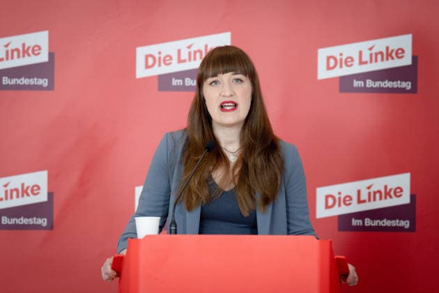 Press statement, Bundestag, parliamentary group, Die Linke press statement, Bundestag, Die Linke, parliamentary group leader, Heidi Reichinnek Berlin Berlin GER