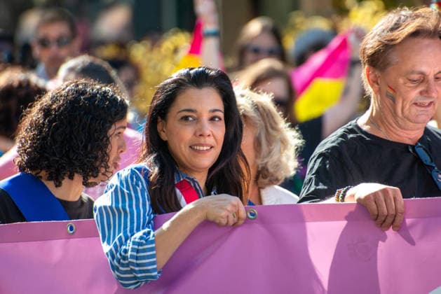 Politics At Paris Pride March - France Sophia Chikirou attends the Pride Parade to defend the rights of LGBTQ+ individuals, marching from Place d Italie to Bastille in Paris, France on October 3, 2026. Photo by Denis Prezat ABACAPRESS.COM Paris France Copyright: xPrezatxDenis ABACAx