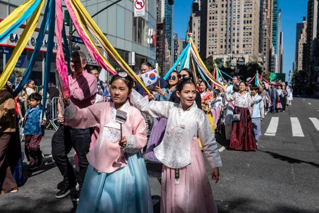 October 3, 2026, New York, New York, USA: Participants at the 2026 NYC Korean Parade march down Sixth Avenue in Manhattan. New York USA - ZUMAh214 20261003_znp_h214_023 Copyright: xSDxHerzogx