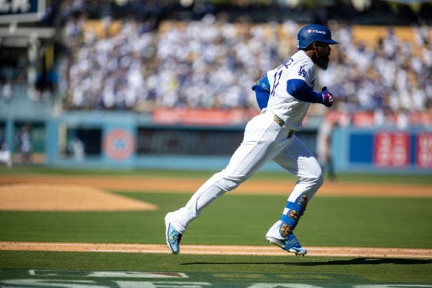 October 3, 2026, Los Angeles, California, USA: Teoscar HernoÂ¡ndez 37 of the Los Angeles Dodgers reacts after hitting a 2-run home run during the fourth inning against the Atlanta Braves in game one of the National League Division Series at Dodger Stadium on October 03, 2026 in Los Angeles, California. Los Angeles Dodgers won the game 5-3. . Los Angeles USA - ZUMAa60_ 20261003_zaf_a60_036 Copyright: xArmandoxArorizox