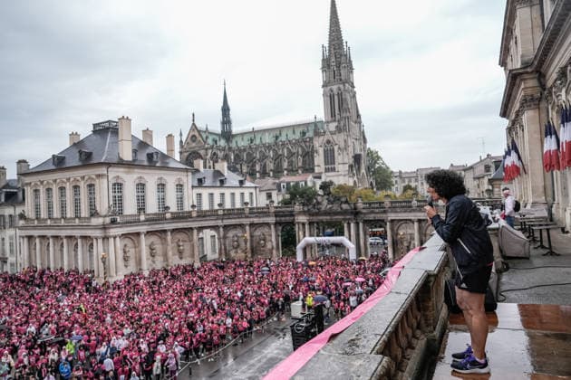 Pink October breast cancer awareness run in Nancy NANCY, FRANCE - OCTOBER 4: Participants wearing pink take part in the Octobre Rose 5k March & Run in Nancy, as part of breast cancer awareness activities in Nancy, France on October 4, 2026. A large crowd gathered at the Palais du Gouvernement before embarking on the five-kilometer course through the city center. Muhammed Said Tako Anadolu Nancy France. Editorial use only. Please get in touch for any other usage.  Copyright: x2026xAnadoluxMuhammedxSaidxTakox