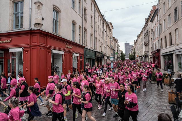 Pink October breast cancer awareness run in Nancy NANCY, FRANCE - OCTOBER 4: Participants wearing pink take part in the Octobre Rose 5k March & Run in Nancy, as part of breast cancer awareness activities in Nancy, France on October 4, 2026. A large crowd gathered at the Palais du Gouvernement before embarking on the five-kilometer course through the city center. Muhammed Said Tako Anadolu Nancy France. Editorial use only. Please get in touch for any other usage.  Copyright: x2026xAnadoluxMuhammedxSaidxTakox