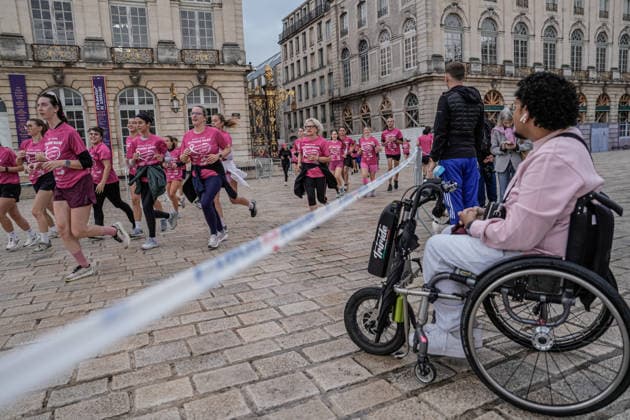 Thousands in pink join Octobre Rose 5K in Nancy NANCY, FRANCE - OCTOBER 04: Participants dressed in pink take part in the Octobre Rose 5K March &amp; Run held as part of breast cancer awareness activities in Nancy, France, on October 04, 2026. Thousands of participants gather at the Palais du Gouvernement before the 5-kilometre march and run through the city, creating striking scenes as they take part in the event dressed in pink. Muhammed Said Tako Anadolu Nancy France. Editorial use only. Please get in touch for any other usage.  Copyright: x2026xAnadoluxMuhammedxSaidxTakox