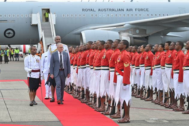 ANTHONY ALBANESE PRECOP MEETING, Australia™s Prime Minister Anthony Albanese arrives in Fiji ahead of the Pre-Cop31 meeting in Fiji, Monday, October 5, 2026. ( NO ARCHIVING NADI Fiji Copyright: xMICKxTSIKASx 20261005192249165655