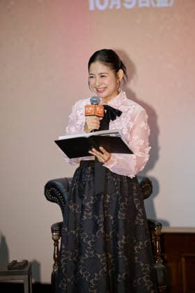 Japanese TV perdonality Mari Sekine attends the press conference for his movie Digger at Roppongi Hills, Tokyo, Japan on October 5, 2026. The movie opens in Japan on October 9. aflo_353477893