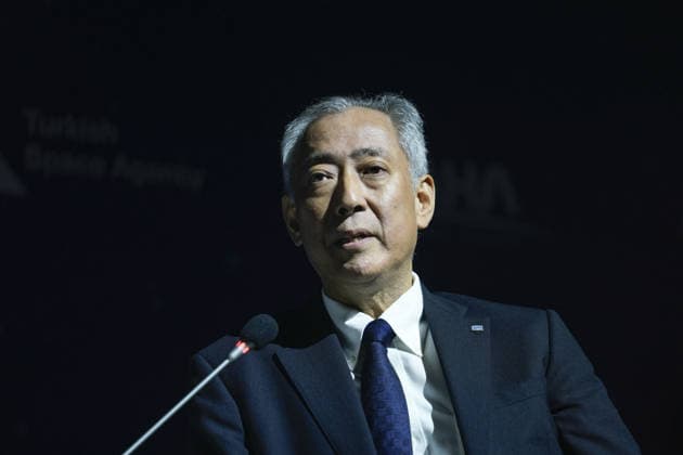 Space agency heads convene for a special session as part of IAC in Antalya ANTALYA, TURKIYE - OCTOBER 5: JAXA President Yamakawa Hiroshi, delivers a speech during the Space Agency Heads session held as part of the 77th International Astronautical Congress (IAC) at the NEST Congress Center in Antalya, Turkiye, on October 5, 2026. The congress is organized by the International Astronautical Federation (IAF), coordinated by the Turkish Ministry of Industry and Technology, and co-hosted by the Turkish Space Agency (TUA) and SAHA Istanbul. Osmancan Gurdogan Anadolu Antalya Turkey. Editorial use only. Please get in touch for any other usage. Copyright: x2026xAnadoluxOsmancanxGurdoganx