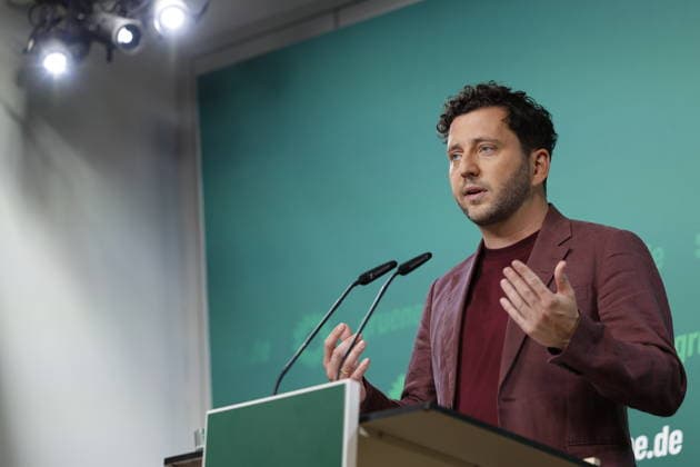 Felix Banaszak, Co-Chair of Alliance 90 The Greens, Press Conference on October 5, 2026, held on October 5, 2026, in Berlin at the Alliance 90 The Greens party headquarters, Germany