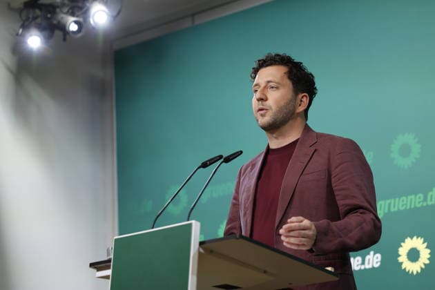 Felix Banaszak, Co-Chair of Alliance 90 The Greens, Press Conference on October 5, 2026, held on October 5, 2026, in Berlin at the Alliance 90 The Greens party headquarters, Germany