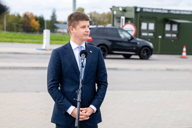 The meeting between Martynas Katelynas and Marcin Kierwinski at the Budzisko Border Control Point on October 5, 2026, in Budzisko  Copyright: xTeodorasxBiliÅ«nas BNSx