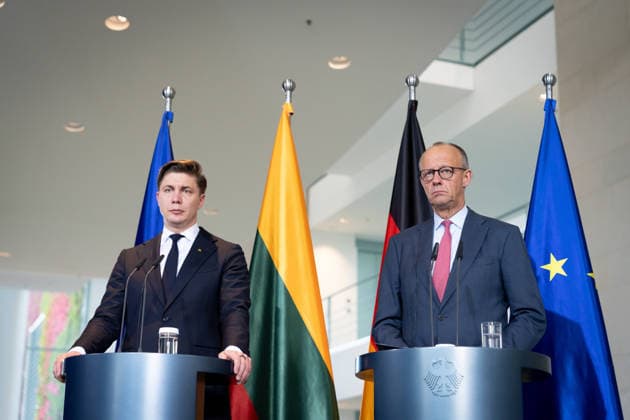 Chancellery, Visit, Prime Minister, Lithuania, Mindaugas Sinkevicius, Berlin, Chancellery, Prime Minister, Lithuania, Mindaugas Sinkevicius, Friedrich Merz, Federal Chancellor, Berlin, Berlin, GER