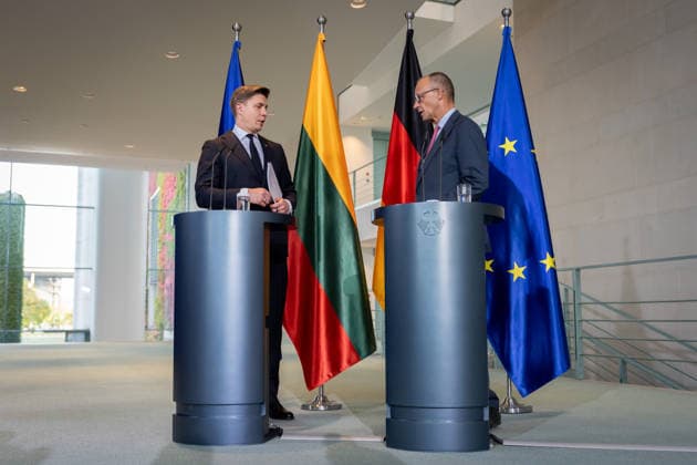 Chancellery, Visit, Prime Minister, Lithuania, Mindaugas Sinkevicius, Berlin, Chancellery, Prime Minister, Lithuania, Mindaugas Sinkevicius, Friedrich Merz, Federal Chancellor, Berlin, Berlin, GER