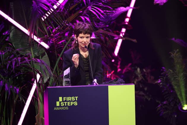 FIRST STEPS 2026 Götz George Young Talent Award Winner Georgia Rushton in EGGSHELLS on stage at the FIRST STEPS 2026 awards ceremony at the Theater des Westens in Berlin Copyright: xEventpressxFuhrx