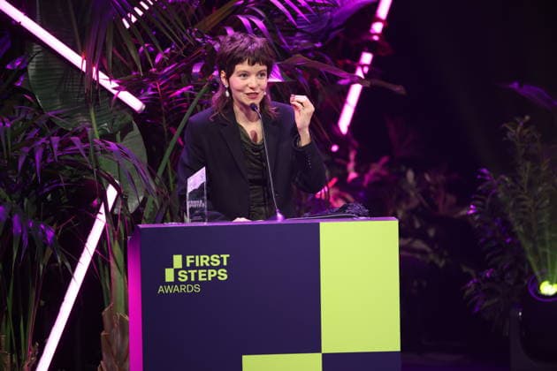 FIRST STEPS 2026 Götz George Young Talent Award Winner Georgia Rushton in EGGSHELLS on stage at the FIRST STEPS 2026 awards ceremony at the Theater des Westens in Berlin Copyright: xEventpressxFuhrx