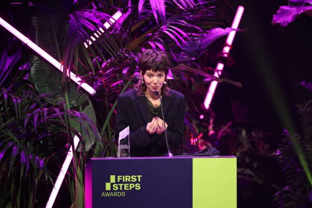 FIRST STEPS 2026 Götz George Young Talent Award Winner Georgia Rushton in EGGSHELLS on stage at the FIRST STEPS 2026 awards ceremony at the Theater des Westens in Berlin Copyright: xEventpressxFuhrx