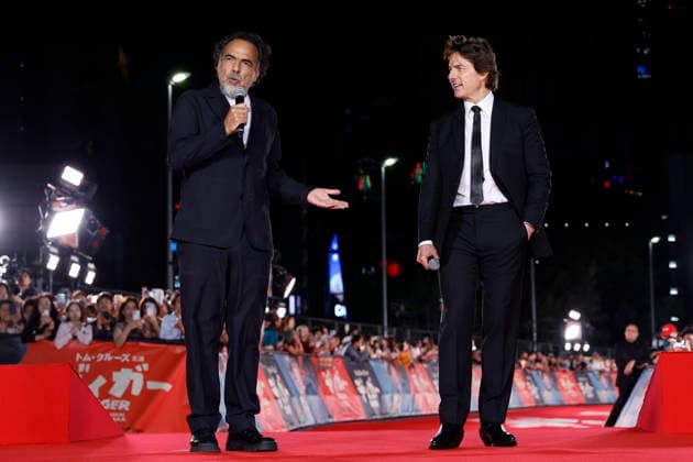 (L to R) Director Alejandro Gonzalez Inarritu and actor Tom Cruise speak during the Digger Japan premiere on October 6, 2026, in Tokyo, Japan. The duo met with enthusiastic fans and signed autographs on the red carpet in the heart of Tokyo s Ginza district. aflo_353757840