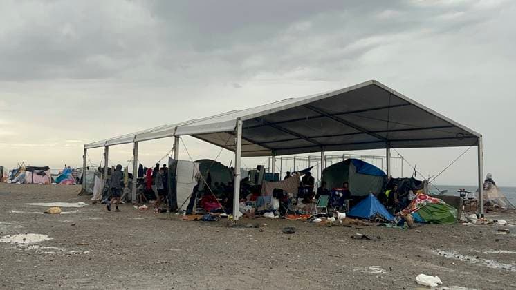 Migrants Camp on the Guano Esplanade in Ceuta, Awaiting Transfer Several migrants await transfer on the Guano Esplanade, October 6, 2026, in Ceuta, Spain. Following the eviction from El Trampolín, some migrants have begun camping on the Guano esplanade, where they await transfer to reception centers. OCTOBER 6, 2026. Gabriela Sardá Nún. Ceuta, Spain. Copyright: xGabrielaxSardaxNunezx 7824233