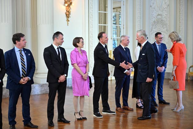 King Philippe and Queen Mathilde of Belgium receive athletes at Laeken Castle BRUSSELS, BELGIUM - OCTOBER 06: King Philippe and Queen Mathilde of Belgium receive Belgian athletes who have achieved significant sporting success over the past two years at the Royal Castle of Laeken in Brussels, Belgium, on October 06, 2026. The reception brings together athletes who won medals at European and world championships in Olympic and Paralympic disciplines, as well as athletes who delivered outstanding performances on the international stage. Dursun Aydemir Anadolu Brussels Belgium. Editorial use only. Please get in touch for any other usage. Copyright: x2026xAnadoluxDursunxAydemirx