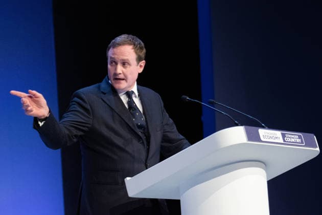 October 6, 2026, Birmingham, United Kingdom: Tom Tugendhat MBE Shadow Foreign Secretary addresses audience. The session Defending Britain in a More Dangerous World took place on the main stage at the Conservative Party Conference at the ICC Birmingham. It featured key shadow cabinet figures including Tom Tugendhat, Helen Whately , James Cartlidge, and Alex Burghart , as well as a performance by St Mary s Ukrainian School choir. They were also joined by Yehor Cherniev, Ukrainian MP and Professor Niall Ferguson Birmingham United Kingdom - ZUMAs197 20261006_aaa_s197_119 Copyright: xGaryxRobertsx