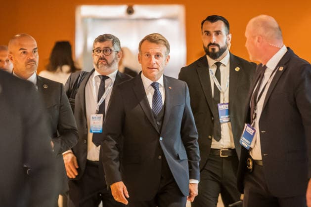EU MED9 Bilateral meet Plenkovic - Macron Croatian Prime Minister Andrej Plenkovic meets French President Emmanuel Macron during bilateral meetings on the sidelines of the EU MED9 summit in Split, Croatia on October 7, 2027.  ZvonimirxBarisin PIXSELL