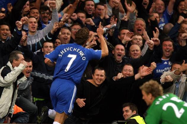 Andriy Shevchenko (Chelsea) - Torjubel vor dem Fanblock - Fußball Herren English Premier League 2007 2008, 1. Englische Liga, Chelsea FC London Totale Aufmacher, premiumd London Begeisterung, Freude, Fußball Herren English Premier League 2007 2008, 1. Englische Liga, Chelsea FC London Totale Aufmacher, premiumd London Begeisterung, Freude,