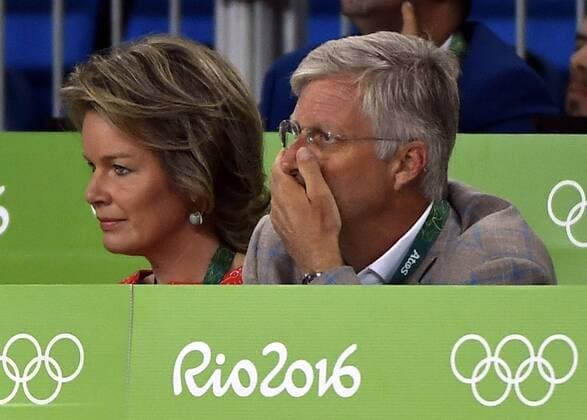 Queen Mathilde of Belgium and King Philippe - Filip of Belgium pictured during the women s -48kg judo competition at the 2016 Olympic Games Olympische Spiele Olympia OS in Rio, Saturday 06 August 2016, in Rio, Brazil. ERICxLALMAND x04904805x