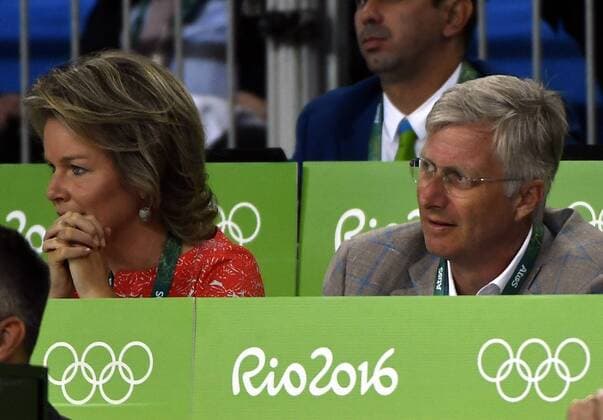 Queen Mathilde of Belgium and King Philippe - Filip of Belgium pictured during the women s -48kg judo competition at the 2016 Olympic Games Olympische Spiele Olympia OS in Rio, Saturday 06 August 2016, in Rio, Brazil. ERICxLALMAND x04904807x
