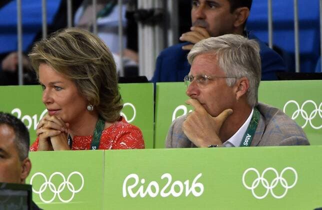 Queen Mathilde of Belgium and King Philippe - Filip of Belgium pictured during the women s -48kg judo competition at the 2016 Olympic Games Olympische Spiele Olympia OS in Rio, Saturday 06 August 2016, in Rio, Brazil. ERICxLALMAND x04904808x