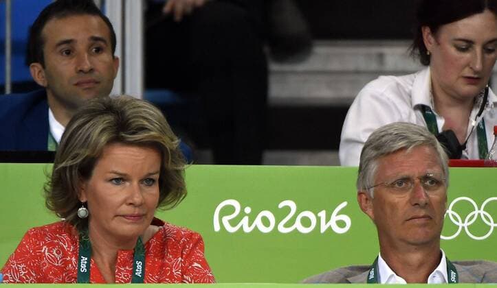 Queen Mathilde of Belgium and King Philippe - Filip of Belgium pictured during the women s -48kg judo competition at the 2016 Olympic Games Olympische Spiele Olympia OS in Rio, Saturday 06 August 2016, in Rio, Brazil. ERICxLALMAND x04904826x