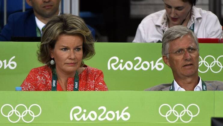Queen Mathilde of Belgium and King Philippe - Filip of Belgium pictured during the women s -48kg judo competition at the 2016 Olympic Games Olympische Spiele Olympia OS in Rio, Saturday 06 August 2016, in Rio, Brazil. ERICxLALMAND x04904827x